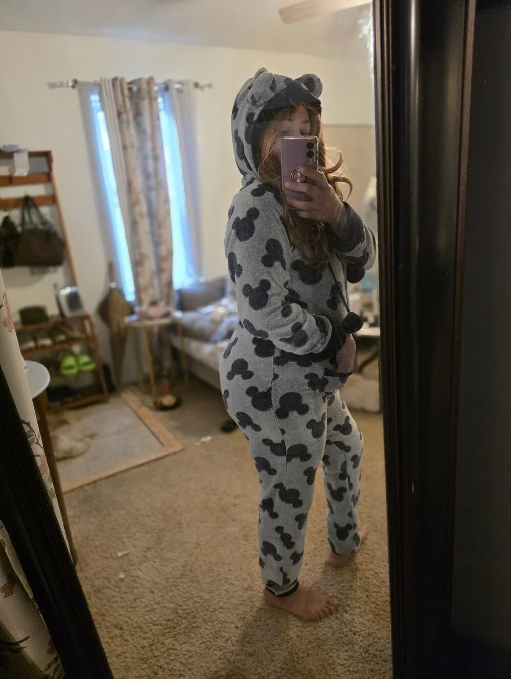 Disney Grey and Black Mickey Fleece Onesie Pajamas - Picture 2 of 7